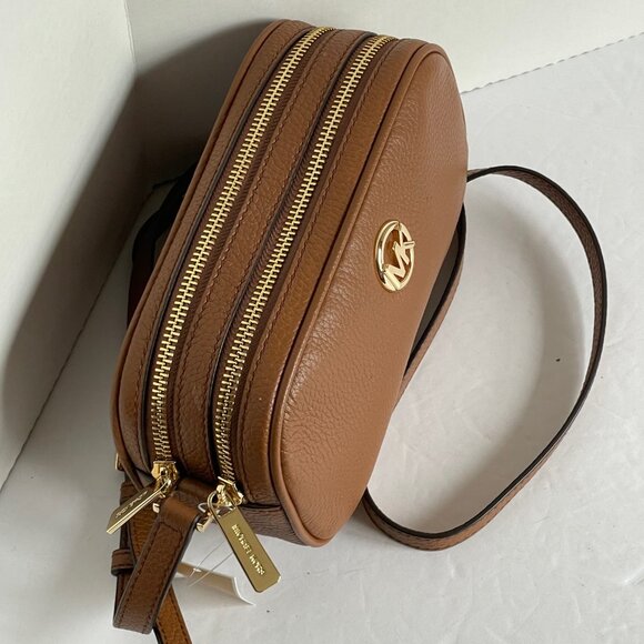 Michael Kors Fulton Small Double Zip Leather Crossbody Bag Brown - Picture 7 of 13